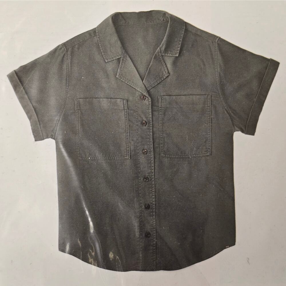 Member's Mark Tencel Camp Shirt Womens Small Olive Button Front NWT NEW SEALED